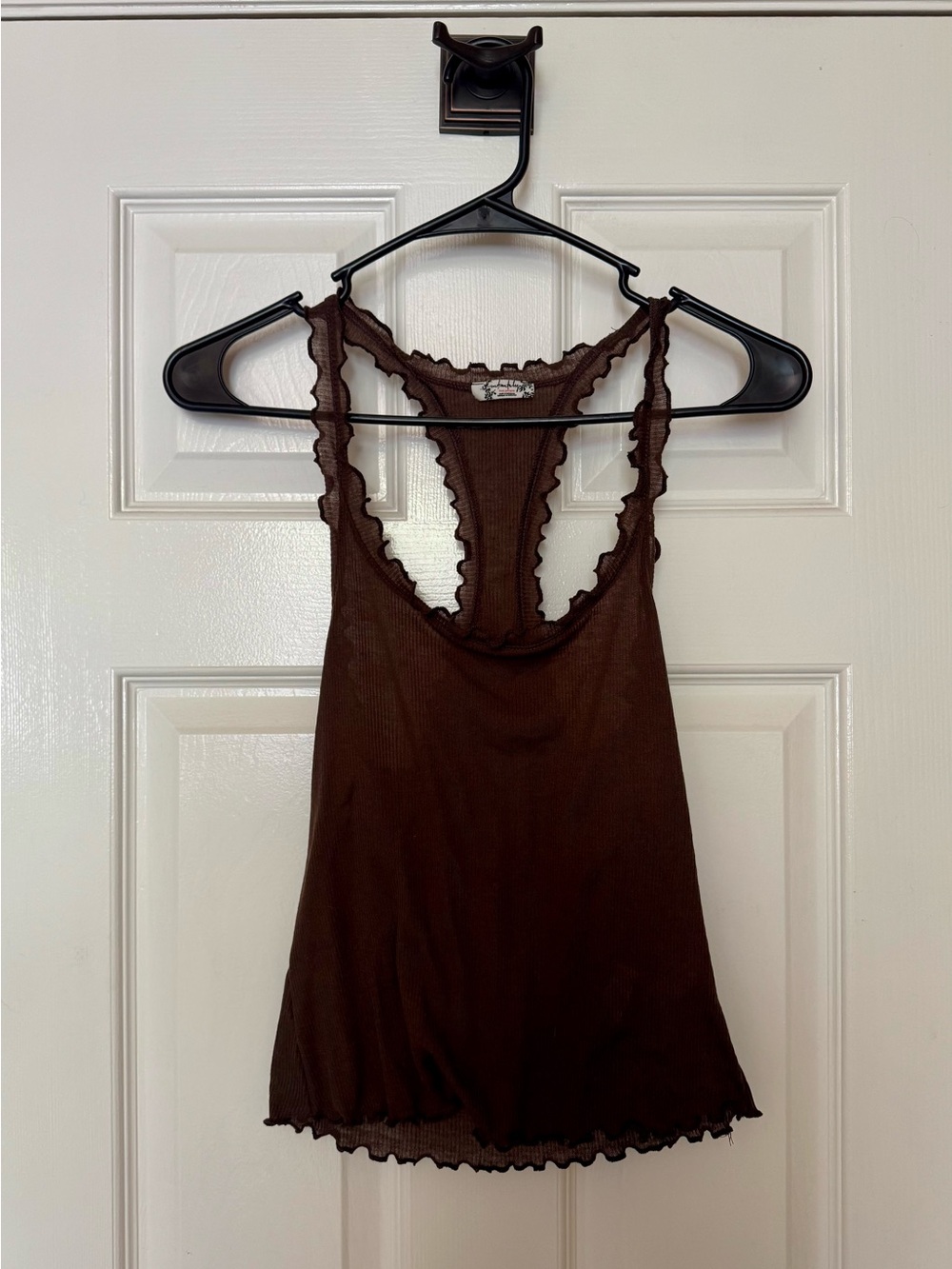 Free People Ruffle Racerback Tank - Brown - Picture 1 of 3